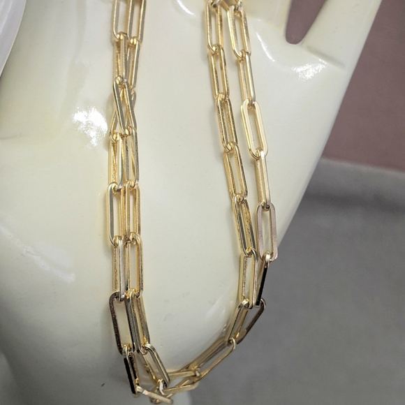 Necklace Chain Real 14K Gold Filled Paper Clip Chain 22" Trendy Will not Tarnish - Picture 10 of 11